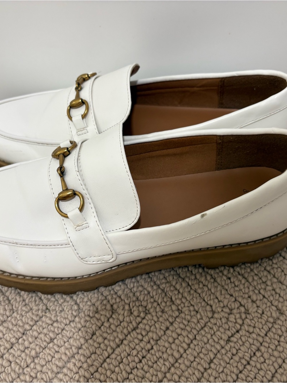 a new day White Leather Loafers with Gold Bit - Picture 3 of 8